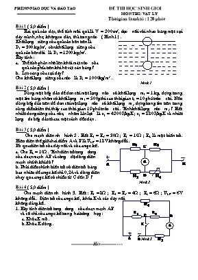 Đề thi chọn học sinh giỏi môn Vật lý Lớp 9 (Có đáp án)